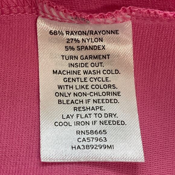 Halogen Pink Knit Pullover 3/4 Ruched Sleeve V-Neck Barbie Top S  NWT - Picture 9 of 12